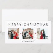 モダン ミニマリスト クリスマス家族の写真3枚 シーズンカード (正面/裏面)