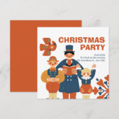 モダン ミニマリスト クリスマス パーティー 招待状 (正面/裏面)