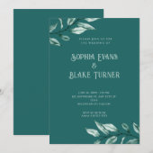 モダン ミニマリスト グリーンのグリーンウェディング 招待状 (正面/裏面)