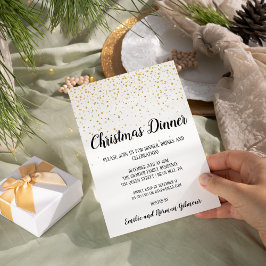 モダン ミニマリスト コンフェッティ クリスマス ディナー ゴールド 箔招待状