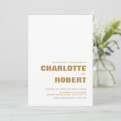 モダン ミニマリスト ゴールド テキスト ウェディング 招待状 (スタンド正面)