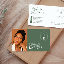 モダン ミニマリスト サージミントン グリーン ボールド 名刺