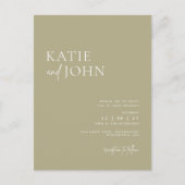 モダン ミニマリスト サージュグリーン ウェディング フォト 案内ポストカード (正面)