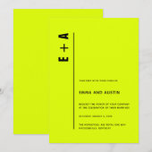 モダン ミニマリスト シャルトルーズ ボールドイニシャル ウェディング 招待状 (正面/裏面)