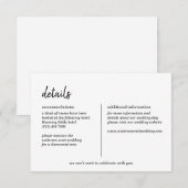 モダン ミニマリスト シンプル スクリプト ウェディング 詳細 エンクロージャーカード (正面/裏面)