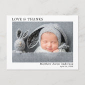モダン ミニマリスト シンプル ラブ アンド サンクス ベイビー ポストカード (正面)