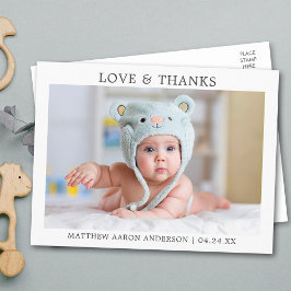 モダン ミニマリスト シンプル ラブ アンド サンクス ベイビー ポストカード