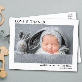 モダン ミニマリスト シンプル ラブ アンド サンクス ベイビー ポストカード