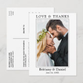 モダン ミニマリスト シンプル ラブ サンクス フォト ウェディング ポストカード (正面/裏面)