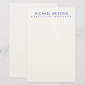 モダン ミニマリスト シンプル 無地 オリジナルネーム 便箋 (正面/裏面)