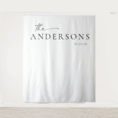 モダン ミニマリスト スクリプト ウェディング フォト バックドロップ タペストリー (正面)