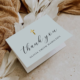 モダン ミニマリスト スクリプト フォト 洗礼 サンキューカード