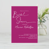 モダン ミニマリスト スクリプト マゼンタ ブライダル シャワー インビテ 招待状 (スタンド正面)