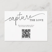 モダン ミニマリスト スクリプト 愛をキャプチャーするQRコード エンクロージャーカード (正面)