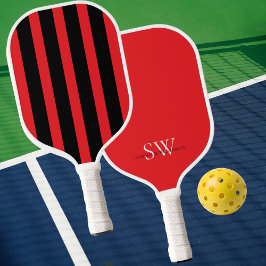 モダン ミニマリスト ストライプ レッド ブラック カスタム ピックルボールラケット