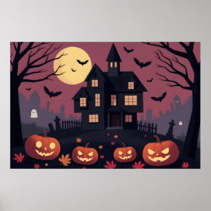 モダン ミニマリスト スプーキー ハロウィン グラフィック アート ポスター