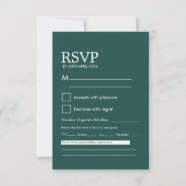 モダン ミニマリスト ダークグリーン ウェディング RSVP カード