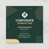 モダン ミニマリスト ダークグリーン ゴールド 企業 スクエア名刺 (裏面)