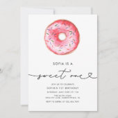 モダン ミニマリスト ドーナツ スイート ワン バースデー 招待状 (正面)