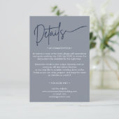 モダン ミニマリスト ネイビーブルー ウェディング 詳細 エンクロージャーカード (スタンド正面)