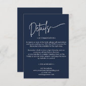 モダン ミニマリスト ネイビー ウェディングの詳細 エンクロージャーカード (正面/裏面)