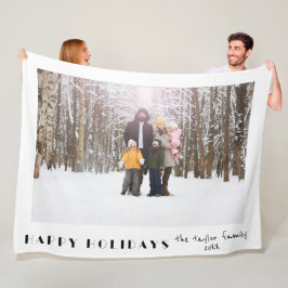 モダン ミニマリスト ハッピー ホリデー 写真 フリースブランケット