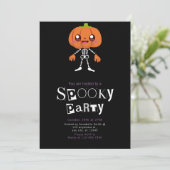 モダン・ミニマリスト・ハロウィンのカボチャ頭 招待状 (スタンド正面)