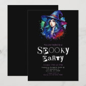モダン・ミニマリスト・ハロウィンパーティーに魔法の虹 招待状 (正面/裏面)