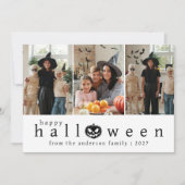 モダン・ミニマリスト・ハロウィン3枚写真コラージュ シーズンカード (正面)