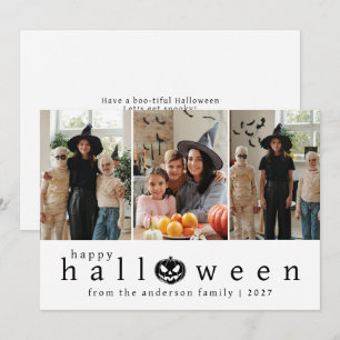 モダン・ミニマリスト・ハロウィン3枚写真コラージュ シーズンカード