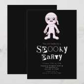 モダン ミニマリスト ハロウィン かわいいミイラ 招待状 (正面/裏面)