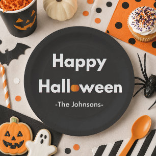 モダン・ミニマリスト・ハロウィン - パーソナライズド ペーパープレート
