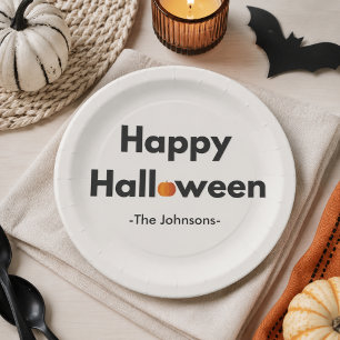 モダン・ミニマリスト・ハロウィン - パーソナライズド ペーパープレート