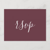 モダン ミニマリスト バーガンディ 結婚式 RSVP ポストカード (正面)