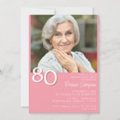 モダン・ミニマリスト・ピンクの80歳の誕生日 招待状 (正面)