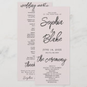 モダン・ミニマリスト ピンクグレー 結婚式プログラム (正面/裏面)