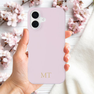 モダン ミニマリスト ピンクゴールド モノグラム iPhone 16ケース