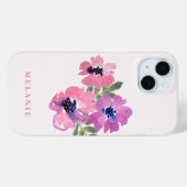 モダン ミニマリスト ピンク 水彩 花柄 Case-Mate iPhoneケース (裏面 (横))