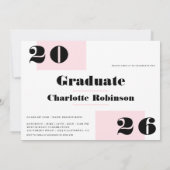 モダン ミニマリスト ピンク 2 フォト 卒業 招待状 (裏面)