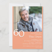 モダン・ミニマリスト・ピーチ 60歳の誕生日 招待状 (正面)