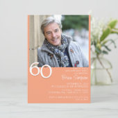 モダン・ミニマリスト・ピーチ 60歳の誕生日 招待状 (スタンド正面)