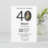 モダン・ミニマリスト・フォト40歳の誕生日招待状 招待状 (スタンド正面)