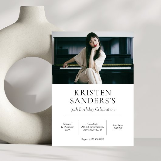 モダン ミニマリスト フォト バースデー 招待状
