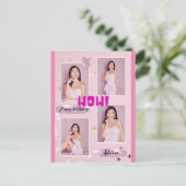 モダン ミニマリスト フォト レディ バースデー ポストカード (スタンド正面)