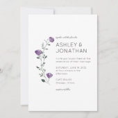 モダン ミニマリスト フローラル ディテール ウェディング 招待状 (正面)