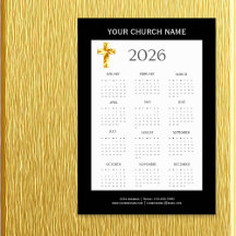 モダン ミニマリスト ブラックゴールド 2026年 カレンダー マグネット