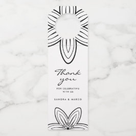 モダン ミニマリスト ブラック アンド ホワイト フローラル ボトルネックタグ