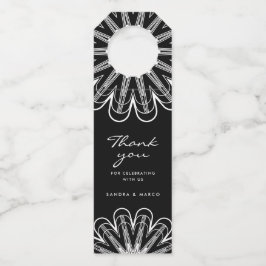 モダン ミニマリスト ブラック アンド ホワイト フローラル ボトルネックタグ