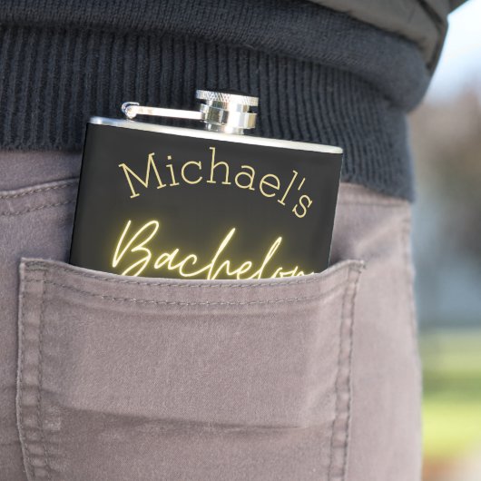 モダン ミニマリスト ブラック＆ゴールド バチェラーパーティー フラスク (インサイチュ)