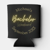 モダン ミニマリスト ブラック＆ゴールド バチェラーパーティー 缶クーラー (裏面)